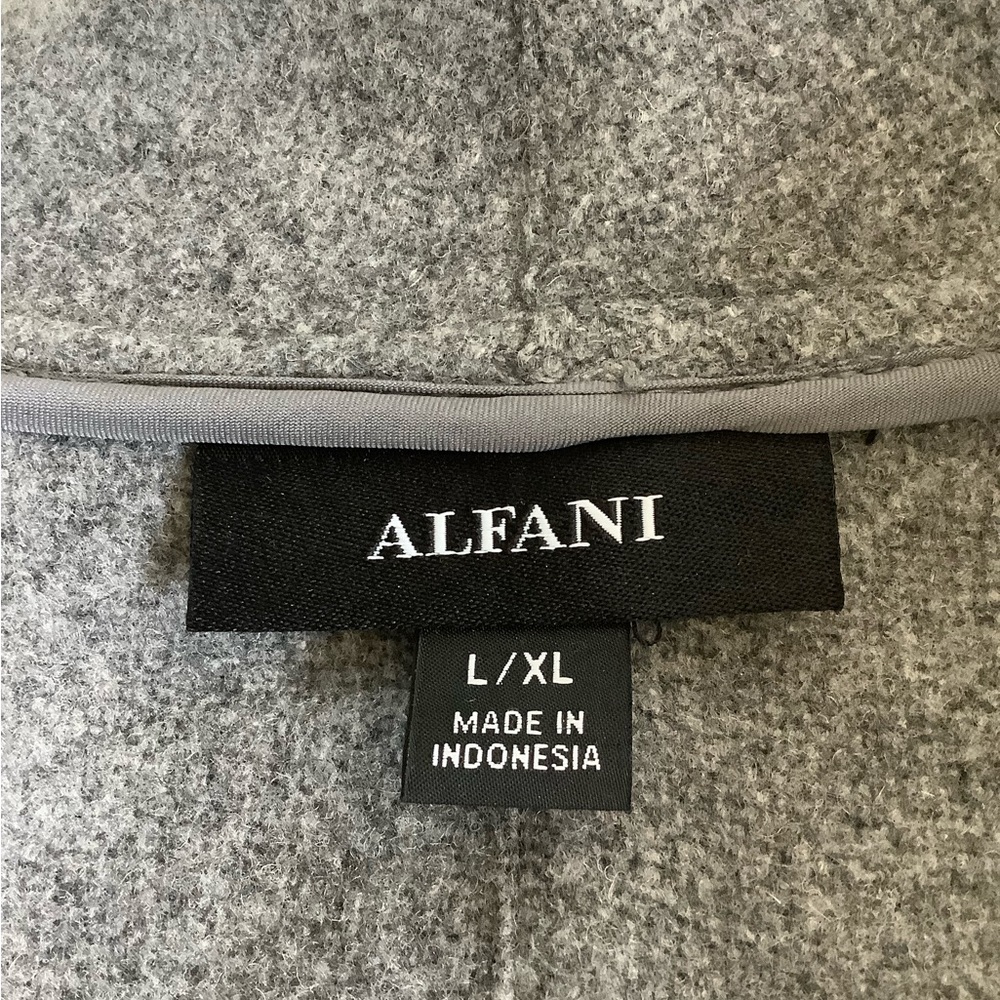 $179 Alfani Women's Gray Colorblocked Wing Collar Belted Waist Jacket Size L/XL - Picture 9 of 9